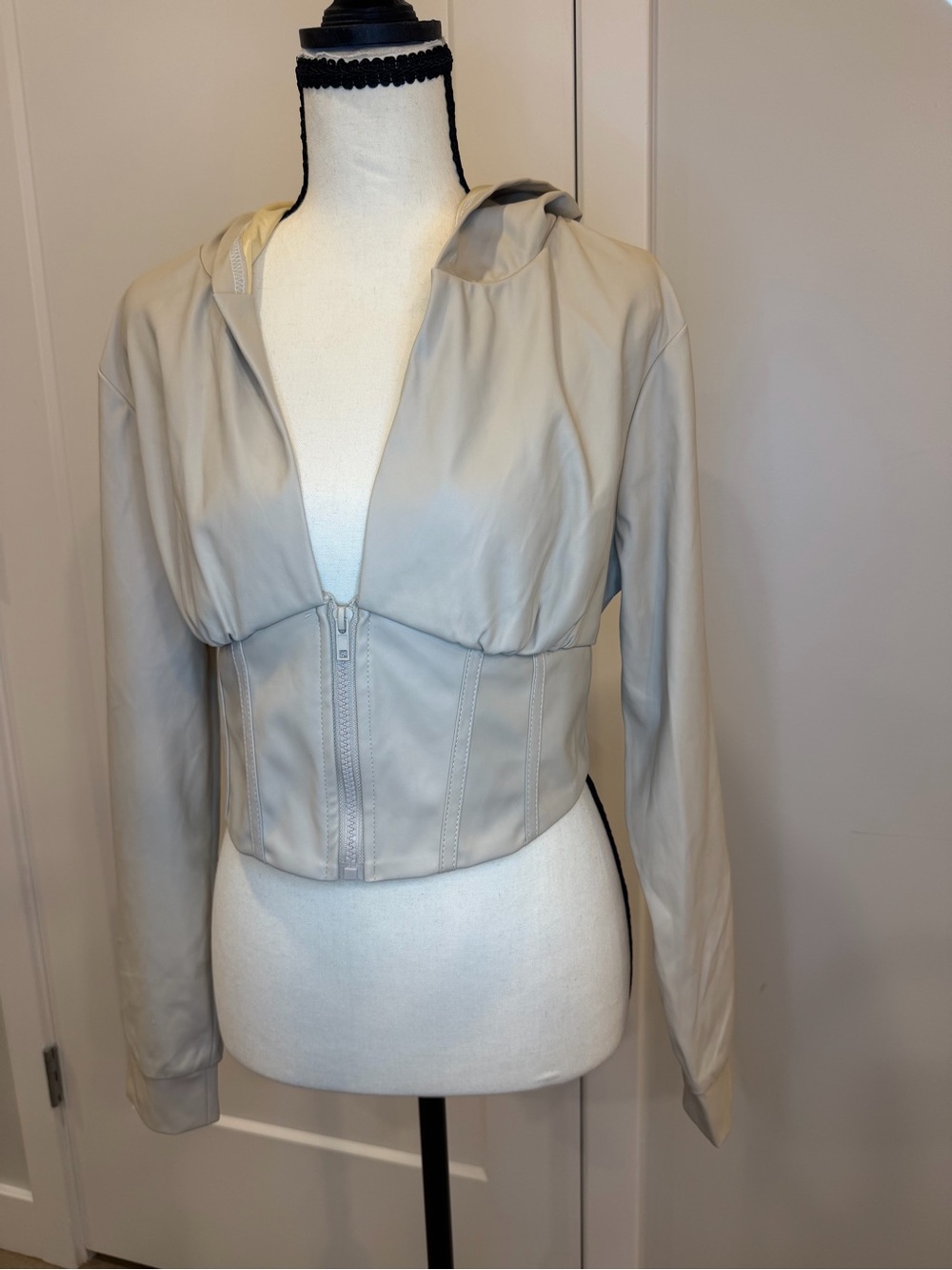 Love X Design Faux Leather Corset Hoodie M